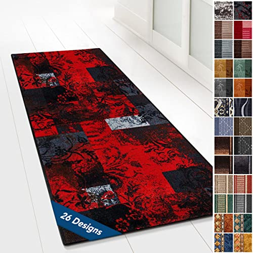 Moderner Wohnteppich mit Muster - maßgefertigter Teppichläufer - Meterware - Teppich Läufer für Küche, Flur & Wohnraum - Flurteppich - Küchenläufer (80 x 250 cm, Maraba)