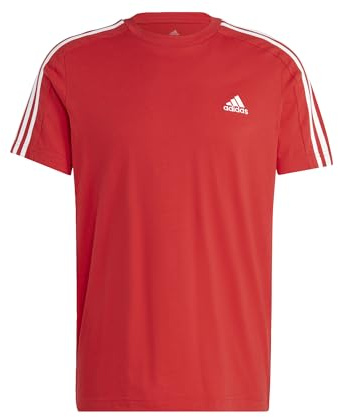 Adidas Homme Essentials Single Jersey 3-Stripes Tee, Better Scarlet/White, S