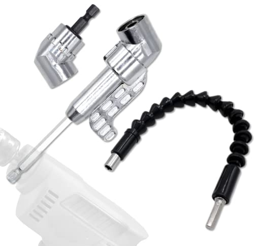 Joyangy Adattatore per trapano ad angolo retto da 105 gradi, attacco di prolunga per trapano, prolunga flessibile con albero di trasmissione esagonale da 6,35 mm per l'uso in spazi ristretti