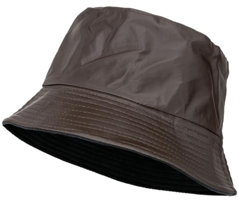 QILZO Gorro de Lluvia Impermeable Plegable Sombrero de Pescador Gorro para Hombres y Mujeres Gorro con Forro Interior Ideal para Senderismo, Deportes al Aire Libre (Marrón)