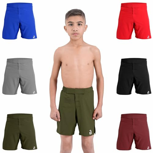 2BOLD MMA Shorts Kids Grappling, BJJ, JIU-Jitsu, NO-GI Cross Training Muay Thai, Boxing, Kids MMA Shorts (US, Alpha, X-Small, Regular, Green)