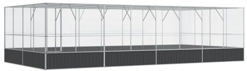 vidaXL Aviary with Extension Silver 327.6x163x83.5 Steel