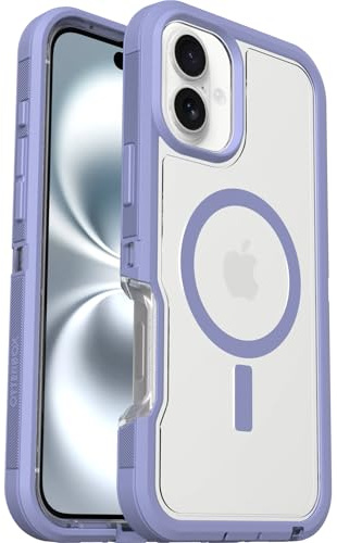 OtterBox Defender Series XT MagSafe Case for iPhone 16 Plus, Shockproof, Drop proof, Ultra-Rugged, Protective Case, 7x Tested to Military Standard, Clear/Purple
