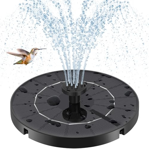 Fulsren solfontän för fågelbad, solvattenfontän med flera munstycken och fasta rör, uppgraderad version 3,5 W solvattenpump, lämplig för fågelbad, trädgård, innergård, akvarium och utomhus