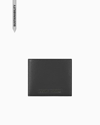 Armani Exchange Madrid, Essential, Metal Logo, Portafoglio Bi-Fold da Uomo, Nero, Taglia Unica
