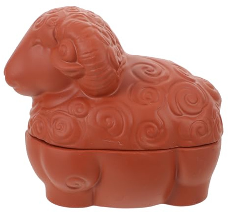 Cabilock Guiso Cazuela de Barro Recipiente para Cocinar Persona para Guisos Sopas y Gachas con Tapa Material Cerámico Forma de Oveja