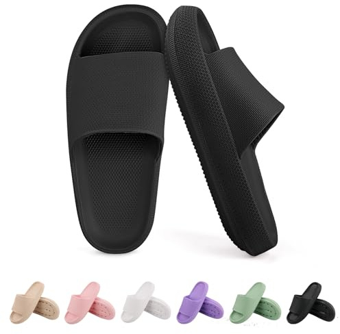 Dsaren Shark Cloud Slippers Pantoufles de Douche Claquettes Requin Femme Homme Antiderapant Soft Chaussons Ergonomique Pillow Slides Été Chaussures de Piscine Plage Sandales