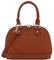 FashionPuzzle Zip-Around Saffiano Classic Dome Satchel, Tan, One Size