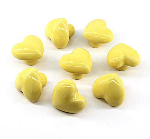 Flomore Jaune Poignées et Boutons de tiroir ceramique poignée de Meuble Porte Bouton pour la Chambre des Enfants Pack de 8 (Vient avec des vis)