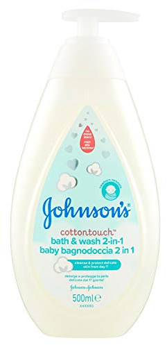 Johnson's Baby, Cottontouch - Baño de ducha 2 en 1, para niños y recién nacidos, con algodón real, sin colorantes sulfatos ni alcohol, sin lágrimas, 500 ml