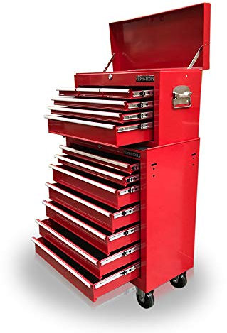US PRO 16 DRAWER ROLL CABINET MECHANIC TOOL BOX (red)