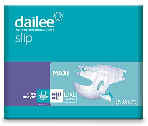 Dailee Slip L/XL - 28x Couches Adultes - Absorption Maxi, Fuites Important 7,5 Gouttes - Slip Incontinence Homme, Femme et Personnes Âgées