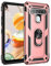 BestST Handyhülle für LG K61/LG Q61/LG Q630 + Displayschutz, Cover für LG K61/LG Q61/LG Q630 hülle, 360 Grad Drehbar Ringhalter Handytasche Case für LG K61/LG Q61/LG Q630 Handy Hüllen,Rosegold