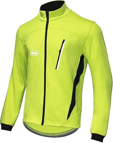 CGLRybO Men's Thermal Cycling Jacket - Windproof Waterproof Softshell Coat for Running & Biking, Breathable Reflective with Large Back Pocket (Winter Warm Up)