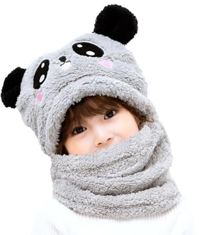 AYPOW Kinder Winter Thermofleece Mütze Sturmhaube für 1-8 Jahre, Neuheit Tiermütze Multifunktionale Winddichte Warme Wintermütze Schalmütze Kapuze Nackenwärmer für Jungen Mädchen Kleinkinder Outdoor