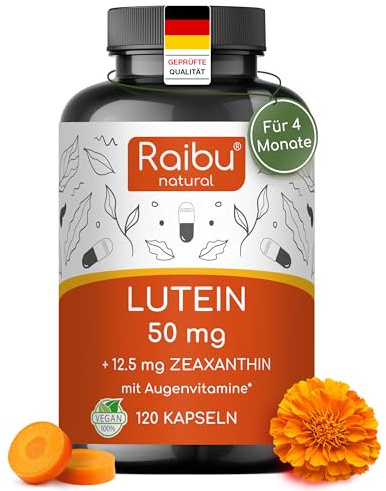 Integratore Occhi con Luteina e Zeaxantina Alto Dosaggio - 50 mg Luteina e 12,5 mg Zeaxantina - Integratore Vista con Vitamina A & B2 - Estratto Naturale di Fiori di Calendula - Scorta per 4 mesi