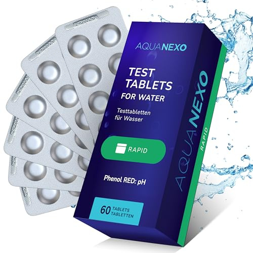 AQUANEXO Rapid Phenol Red Comprimés de test de piscine, pastilles de test de pH pour piscine, au choix : 60/120/180/240 x, accessoires de piscine, comprimés de test de pH pour piscine (60)