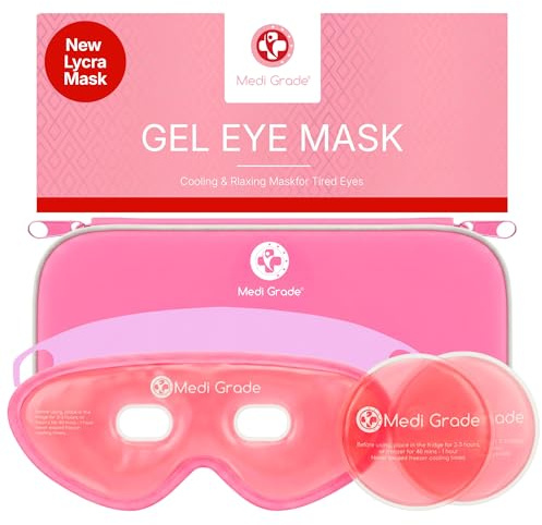 Medi Grade Masque Yeux Froid en Gel avec 2 Compresses, Réutilisable, Rose