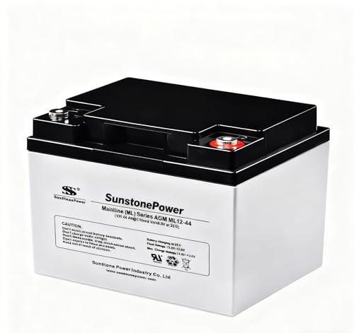 SSSUNSTONEPOWER 12V 44Ah AGM Battery - Maintenance-free 12V Solar Battery, Lead VRLA Battery for UPS Emergency Power Systems, Alarm System, Electric Fence Device, Medical Technology & Photovoltaics