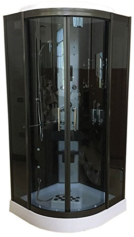 Simba Hydromassage-Dusche Toronto 90 x 90 cm h 215 cm FÜR 2 PERSONEN, Chrom, Glas, Modern, Freistehend, 2 Türen, Schiebetür, Chrome, 2 Jahre EU-Garantie