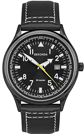 Sekonda Herren Datum klassisch Quarz Uhr mit Leder Armband 1557.27