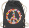Shirtracer Turnbeutel Rucksack - Sprüche Statement - Peace Flower Power Hippie Peace Zeichen I Friedenszeichen I 90er I 70er - Unisize - Dunkelgrau - festival turnsack mit aufschrift 90s beutel