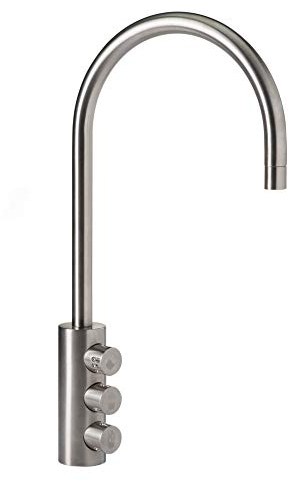 3-Wege-Sodaarmatur GM 6180M.390 Nickel Satiniert Edelstahl Look für Wasser Sprudler SPRUDELUX® Sprudelgeräte Soda-Armatur Küchenarmatur, Dreiwege Wasserhahn, Sprudel, Sprudelwasser
