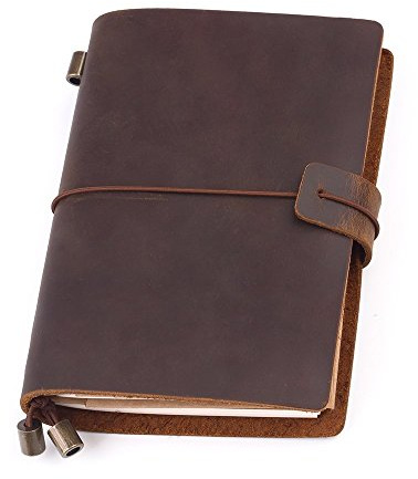 Sixstore Taccuino ricaricabile in pelle, blocco note giornaliero rilegato in vera pelle fatto a mano per il diario di viaggio del quaderno da disegno di arte per scrivere