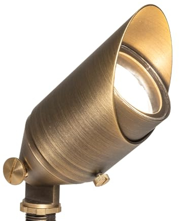 VOLT Top Dog 12V Cast Brass Outdoor Spotlight (Bronze) with 5W 2700K Warm White 400 Lumen MR16 LED Bulb for Low Voltage Landscape Lighting of Yard, Lawn, Garden, Patio, Trees & House