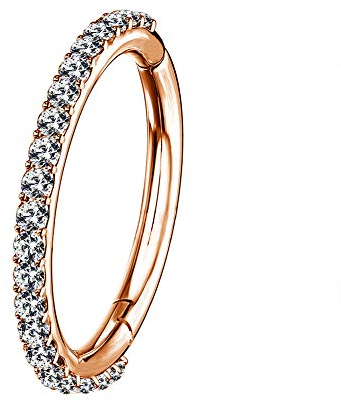 OUFER 16G Rostfreier Stahl Knorpel Ohrringe Fünf Petal Clear CZ Blume Tragus Helix Earrings Knorpel Ohrstecker rose gold 12mm