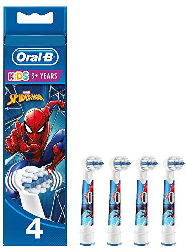 Oral-B Kids Spiderman Aufsteckbürsten für elektrische Zahnbürste, 4 Stück, für Kinder ab 3 Jahren, extra weiche Borsten