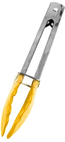 Pinze da cucina per cucinare, 17,8 cm, in acciaio inox, resistenti, antiaderenti, con punte in silicone per grigliare, barbecue, insalata, ghiaccio, colore giallo