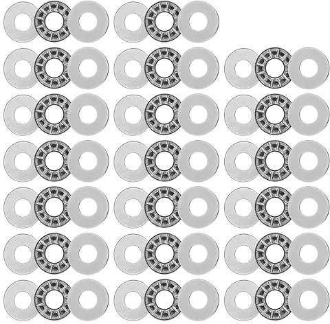 sourcing map Rodamientos de Agujas de Empuje Axk1024 con Arandelas Diámetro Interior de 10 MM Diámetro Exterior de 24 MM Ancho de 2 MM Paquete de 20 Unidades