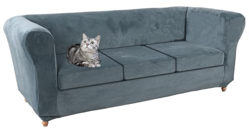 ZYBSLCSY Chesterfield sofföverdrag 1 2 3 delar, stretch sofföverdrag tvättbar sammet möbelskydd för böjd soffa anpassad (blå 2, soffa + 3 små säten)