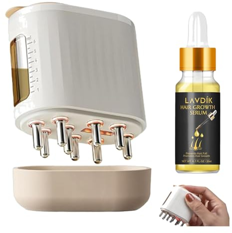Elektrisch Kopfhaut Massagebürste, Applikator Flasche Haare 2-In-1 Kopfhautmassagegerät für Haarwachstum Scalp Massager Haarbehandlung Medizin äTherisches öLserum Frauen Herren Geschenk (1)