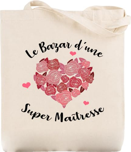 Paroles d'amour Tote Bag Femme - Cadeau Maitresse Bazar d'une Super Maitresse - Sac Tissu - Sac en Toile Femme - Canvas Sac Tote Bag - sac de course - sac cabas