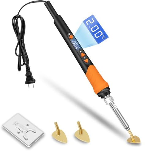 K KERNOWO Mini Iron for Crafts, 100W Small Tiny Iron for Crafts, Digital Display Adjustable Temperature Mini Patch Clothes Shoes Sewing and Hats, Portable and Lightweight (Orange)