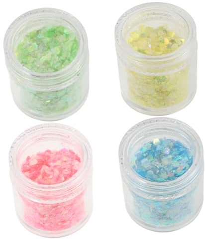 Tofficu Holografische Nagel-pailletten 4 Flaschen mit Schimmernden Pailletten für Nagelzubehör-dekorationen