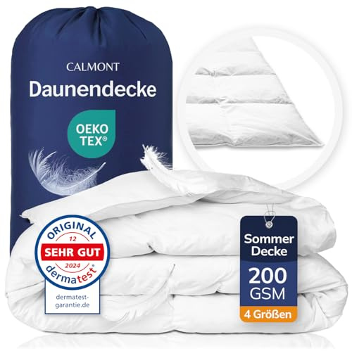 CALMONT - Piumino I Piumino 200x200 I 100% piume e piumino extra morbidi | Testato da medici specialisti per chi soffre di allergie | Oeko-Tex (200 x 200 cm, piumino leggero estivo)