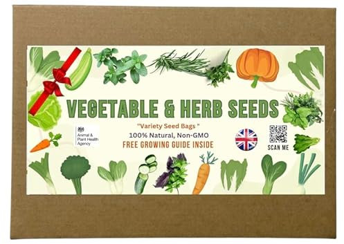 Vegetable & Herbs Over 7000 Seeds Varieties Grow Kit Box - Indoor - Outdoor Garden Starter Set -Veggies for UK Gardeners for Planting and Sowing in UK 18 Packs