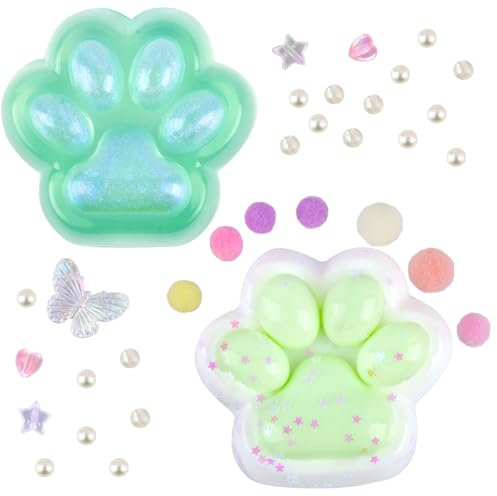 AYNKH 2 Stück grünes Squishy Zampa di Gatto, Spielzeug zum Drücken der Füße der Katze, 10 lustige Bälle, Anti-Stress-Spielzeug für Erwachsene