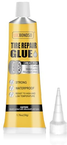 LOCBONDSO Mastice per Riparazione Pneumatici,Riparare Crepe, Fori e sbucciature negli Pneumatici, Riparazione Pneumatici per Bici/Moto/Auto,Nera 50g