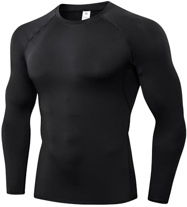Yuerlian Compression Shirt for Men Long Sleeve Quick Dry Gym Running Top | Crewneck,Quick Dry,Breathable, Lightweight,Baselayer T-Shirt,Workout,Sports Undershirts,Athletic,4-Way Stretch,Trainin