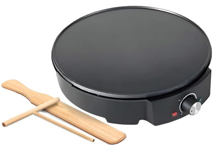 Avilia - Crepiera Elettrica da 1200W con Rivestimento Antiaderente, Spatola in Legno Inclusa, Cottura Veloce, Perfetta per Crepes Dolci o Salate, Ideale per Uso Domestico e Merende Creative