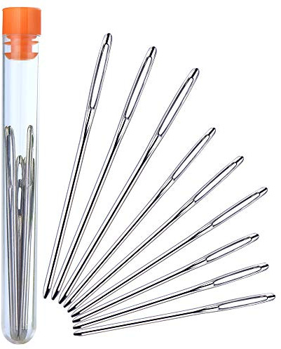 9 aiguilles en acier pour fil à tricoter Kuuqa à gros chas et pointe émoussée, aiguilles à coudre, aiguilles pour crocheter points de croix, dentelle et napperon (3 tailles)