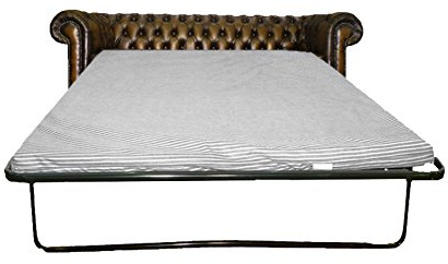CK Chesterfield Genuine Leather Antique Brown Three Seater Sofa Bed (Antique Brown)