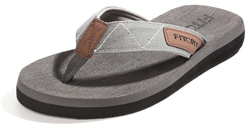 FITORY Men's Flip-Flops, Thongs Sandals Comfort Slippers for Beach Gray Size 13
