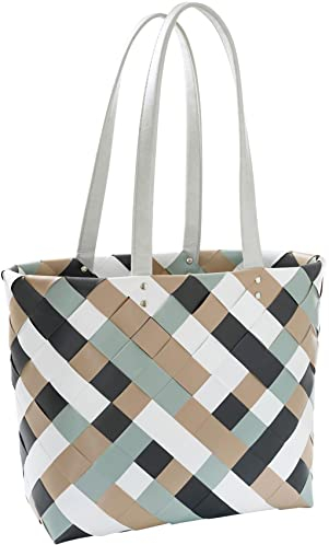 Kobolo Tasche Einkaufstasche Einkaufskorb geflochten Kunststoff Shopper BELFAST XL