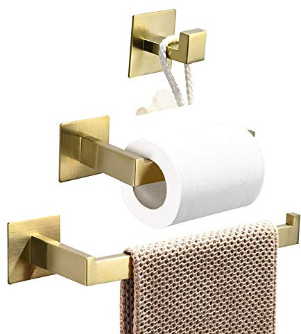 WOMAO Toilettenpapierhalter Gold Ohne Bohren Unterputz Werkstatt Handtuchhalter Landhausstil Selbstklebend Badezimmer Zubehör Set