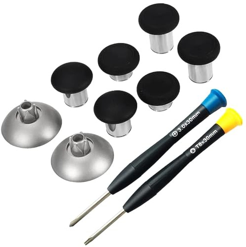 MMOBIEL 8 in 1 Magnetische Metall Thumbsticks Analog Joysticks Maximaler Grip Kompatibel mit PS4, PS5, Xbox One, Xbox Series X/S Schwarz inkl. (+) und T8 Torx-Schraubendreher